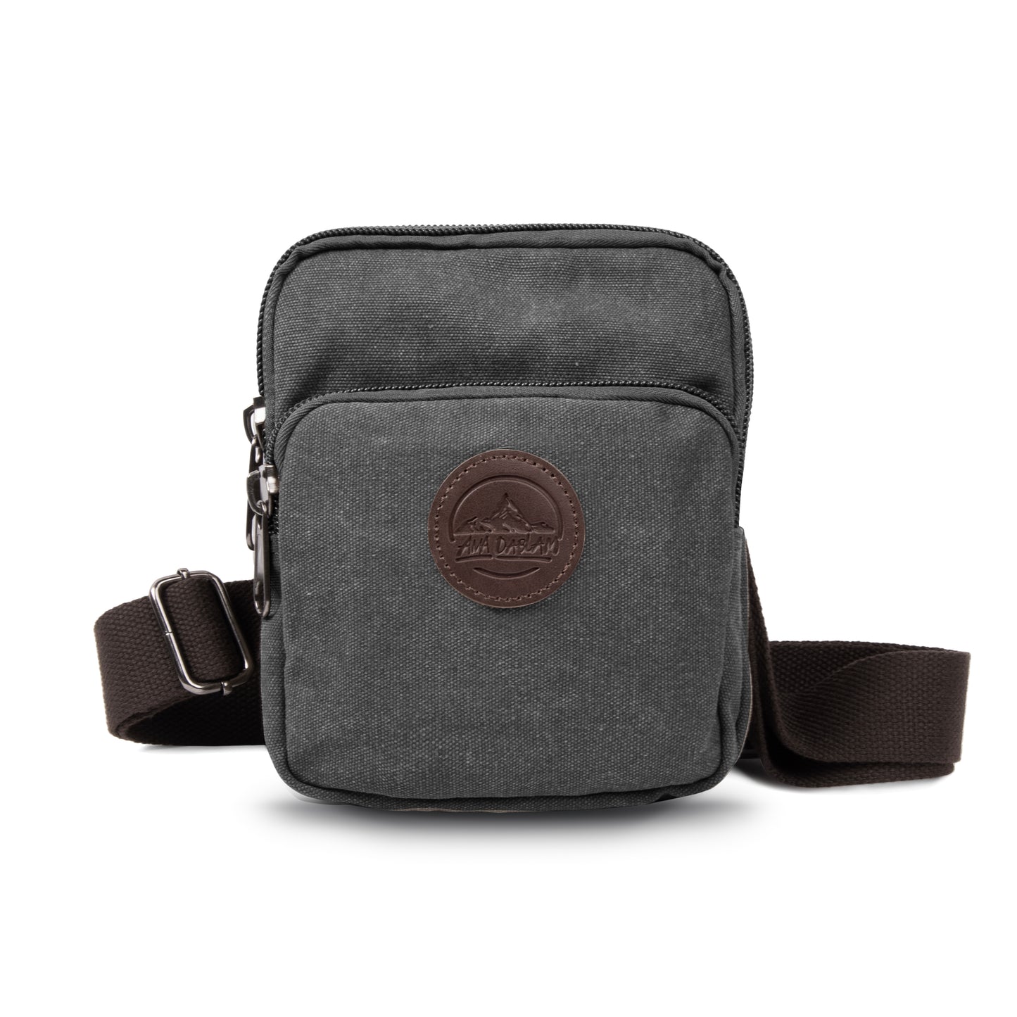 Ama Dablam 16oz Canvas Crossbody Bag | Multiple Pockets, Durable Zippers, Adjustable Straps | Perfect for Travel, Gym & Daily Use (Charcoal)