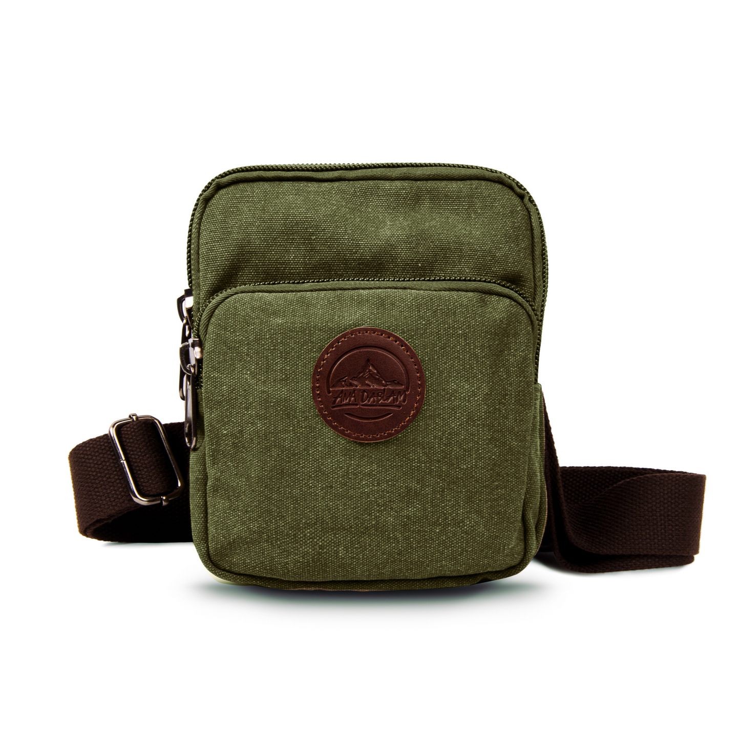 Ama Dablam 16oz Canvas Crossbody Bag | Multiple Pockets, Durable Zippers, Adjustable Straps | Perfect for Travel, Gym & Daily Use (Olive)