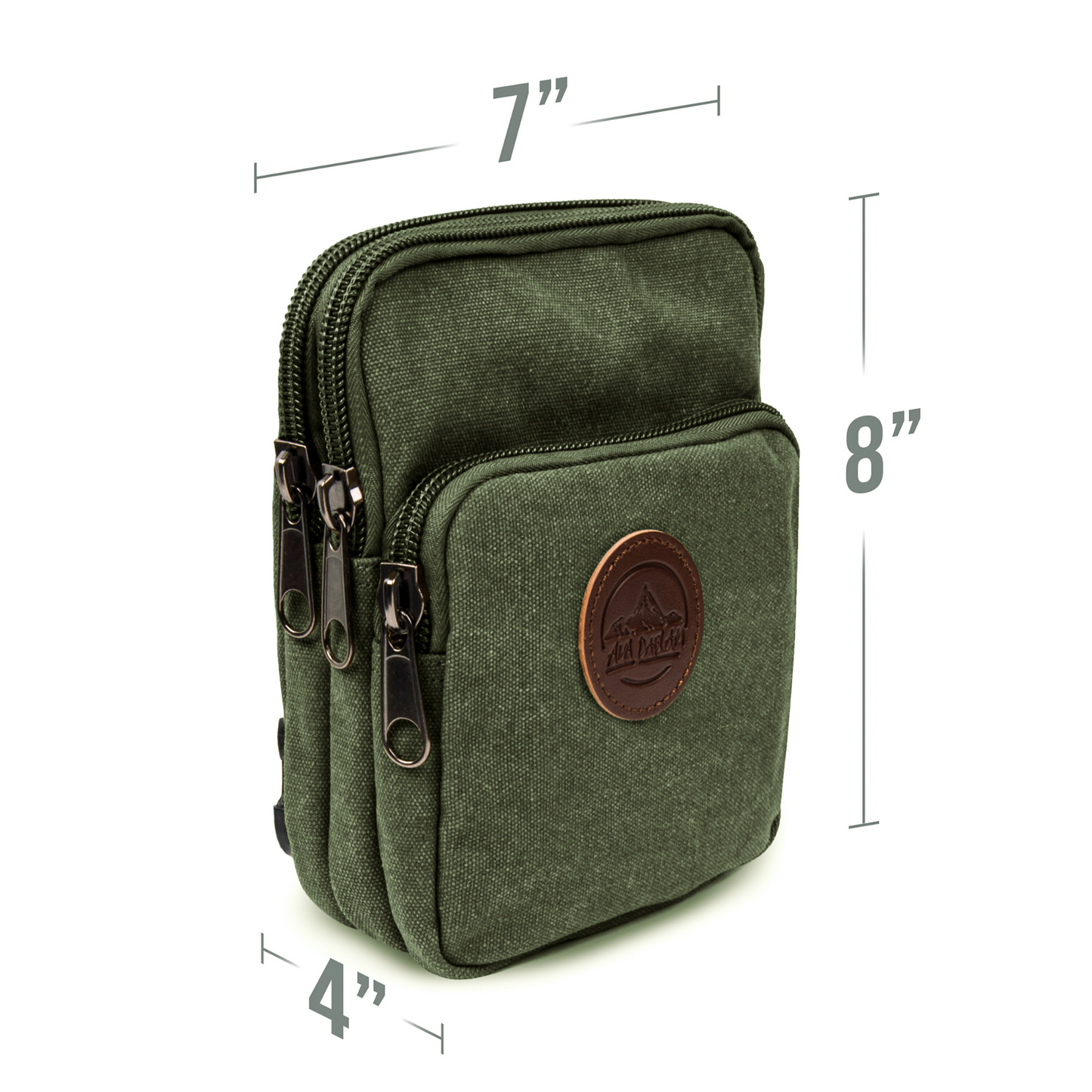 Ama Dablam 16oz Canvas Crossbody Bag | Multiple Pockets, Durable Zippers, Adjustable Straps | Perfect for Travel, Gym & Daily Use (Olive)