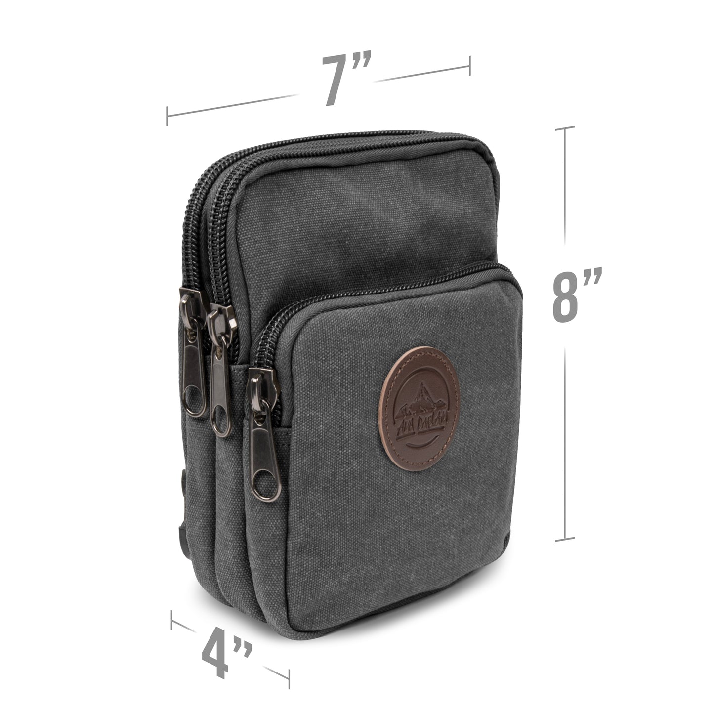 Ama Dablam 16oz Canvas Crossbody Bag | Multiple Pockets, Durable Zippers, Adjustable Straps | Perfect for Travel, Gym & Daily Use (Charcoal)